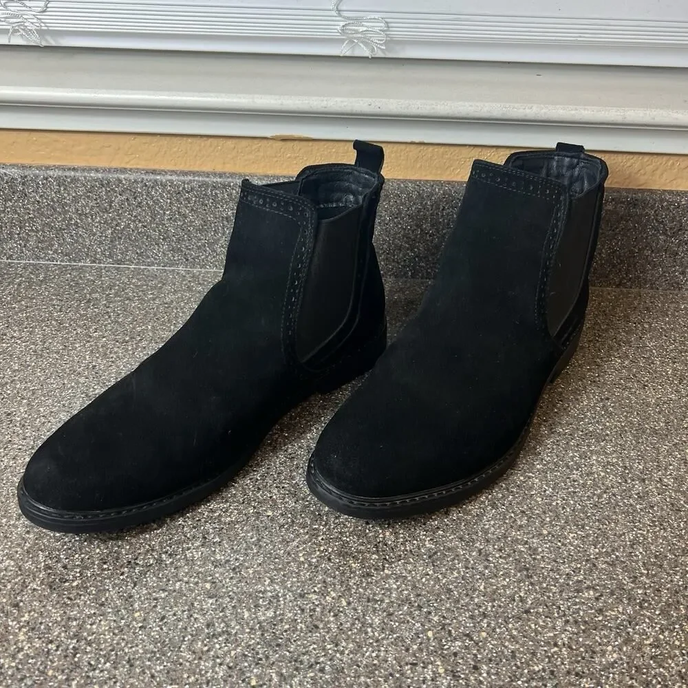 Bruno Marc Mens Sz 12 Chelsea Desert Ankle Boots Black Suede Chukka Slip On Shoe